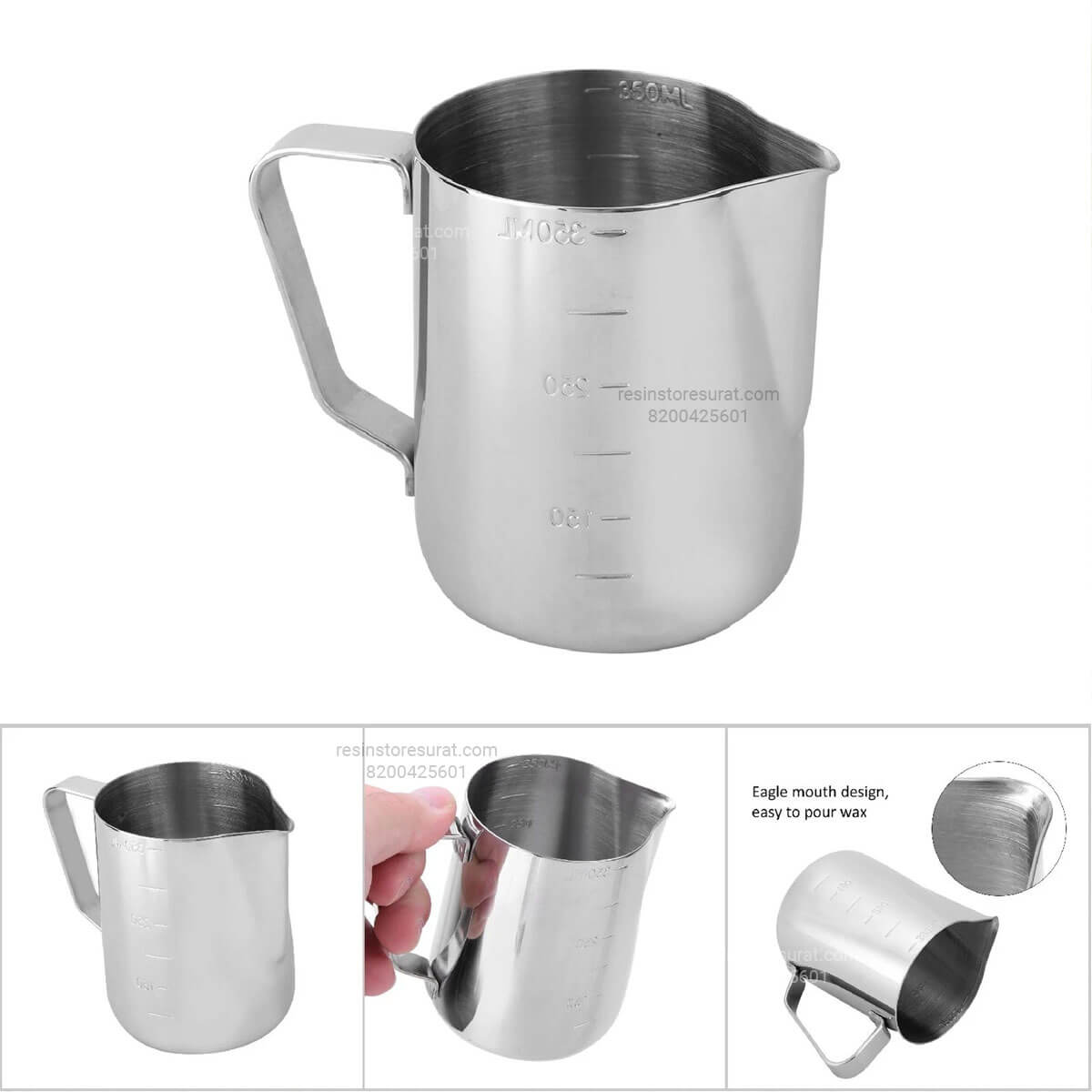 350 ml Stainless Steel Candle Wax Melting Cup | Pouring Pitcher for Candle Making | Candle Material Hub