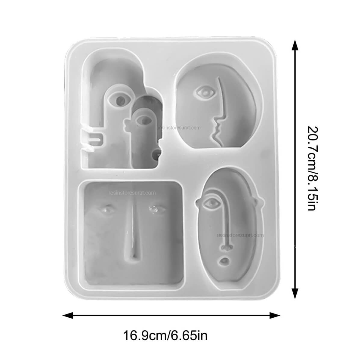 4 Cavity Abstract Face Shape Silicone Candle Mould for DIY Candle Making | Candle Material Hub