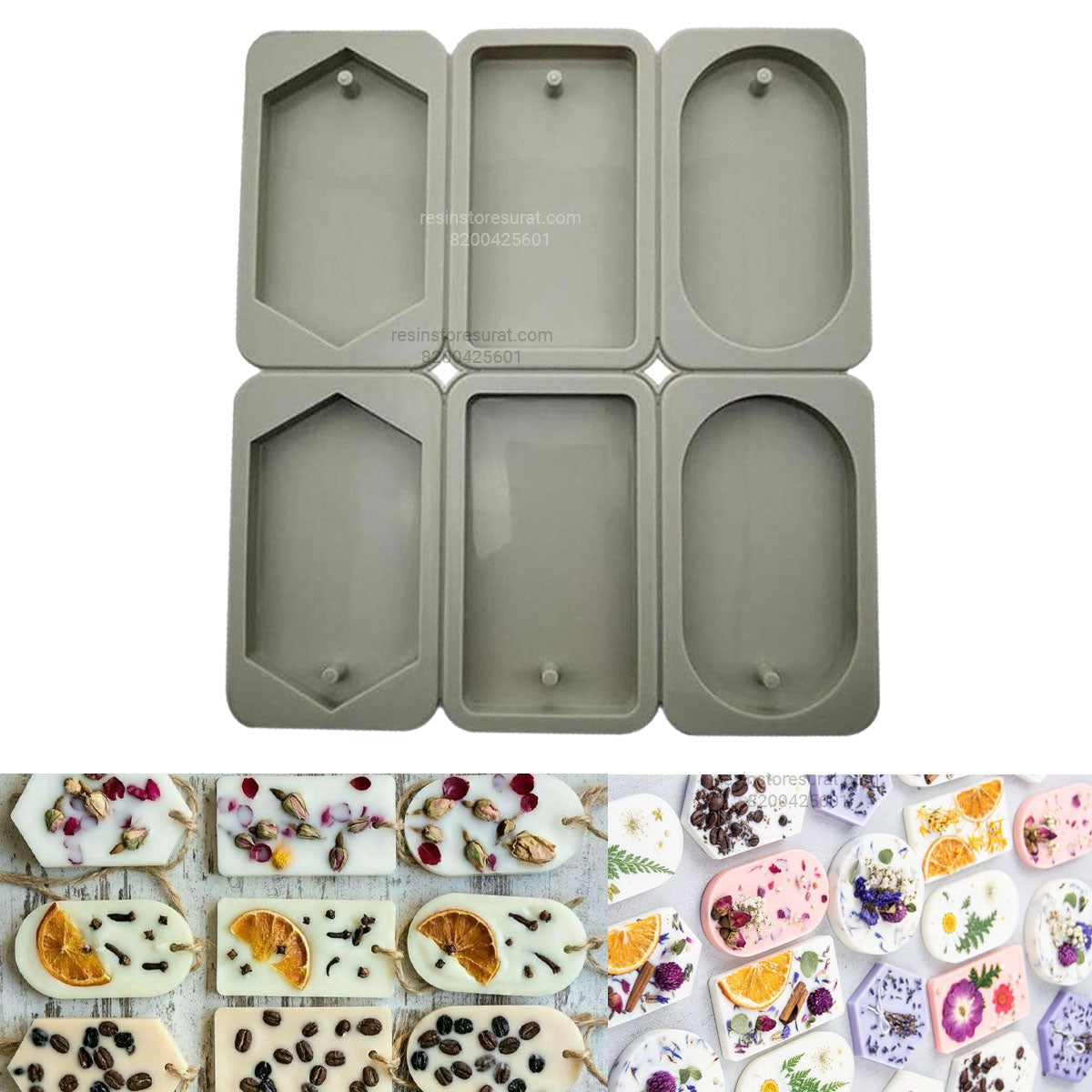 6 Cavity Wax Sachet Silicone Mould | Tag Shape Aroma Sachet Mould | Candle Material Hub