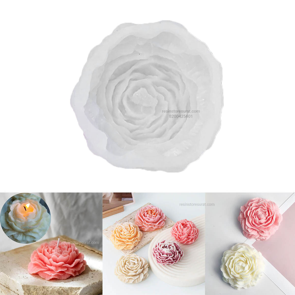 Peony Flower Silicone Candle Mould for DIY Candle Making | Candle Material Hub