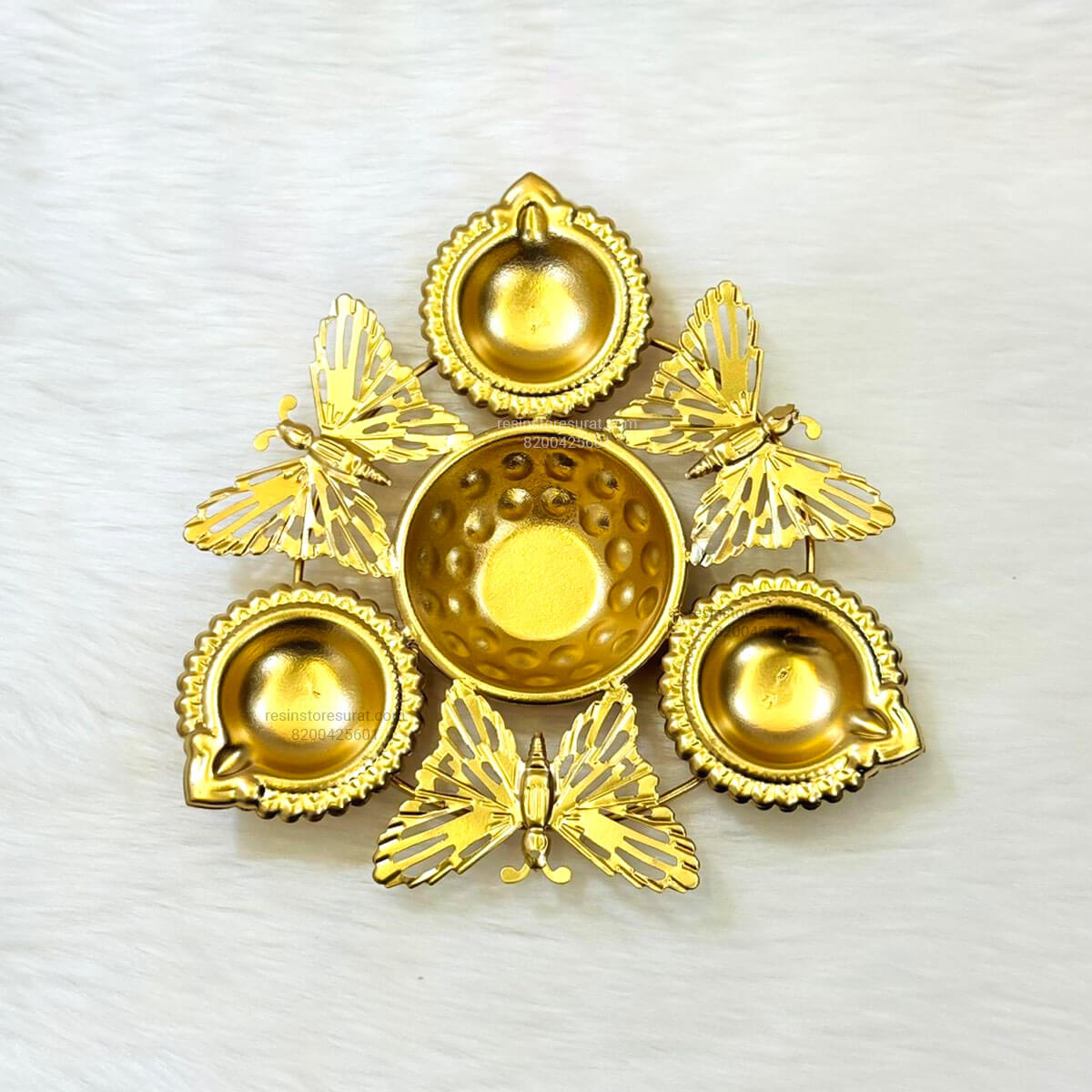 Traditional Butterfly 3 Diya Metal Urli Bowl for Candle Making