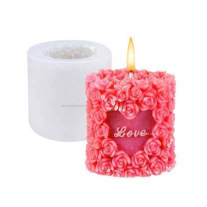 3D Love Rose Pillar Silicone Candle Mould for DIY Candle Making | Candle Material Hub
