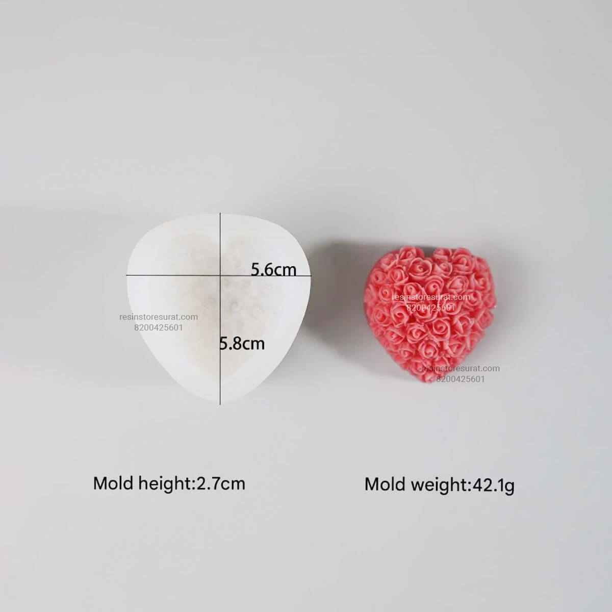 Handmade 3D Rose Heart Silicone Candle Mould – 017 | Candle Material Hub