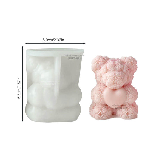 Big 3D Rose Teddy With Heart Candle Mould – 095 | Candle Material Hub