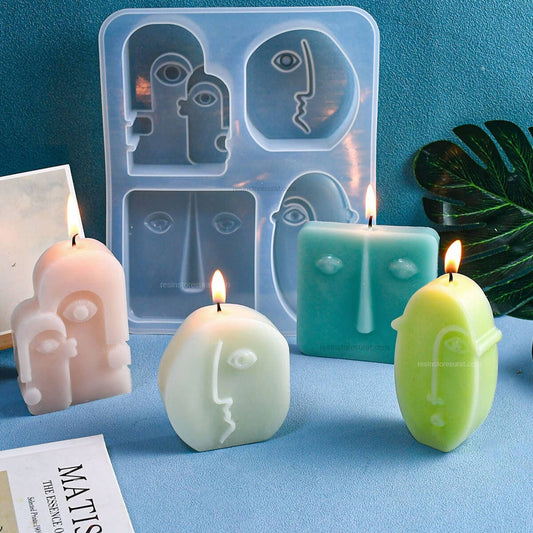 4 Cavity Abstract Face Shape Silicone Candle Mould for DIY Candle Making | Candle Material Hub