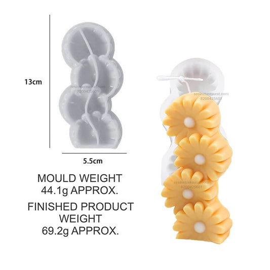 4 Cavity Daisy Flower Silicone Candle Mold | Candle Material Hub
