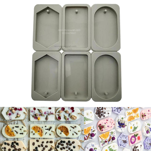 6 Cavity Wax Sachet Silicone Mould | Tag Shape Aroma Sachet Mould | Candle Material Hub