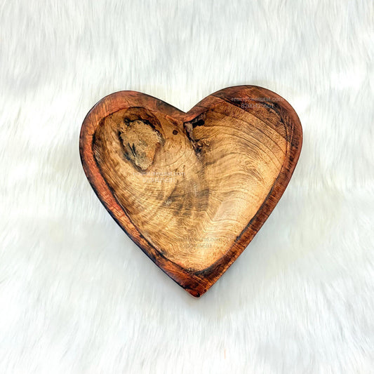 6 Inch Heart Shape Wooden Candle Bowl – Natural Wooden Candle Container