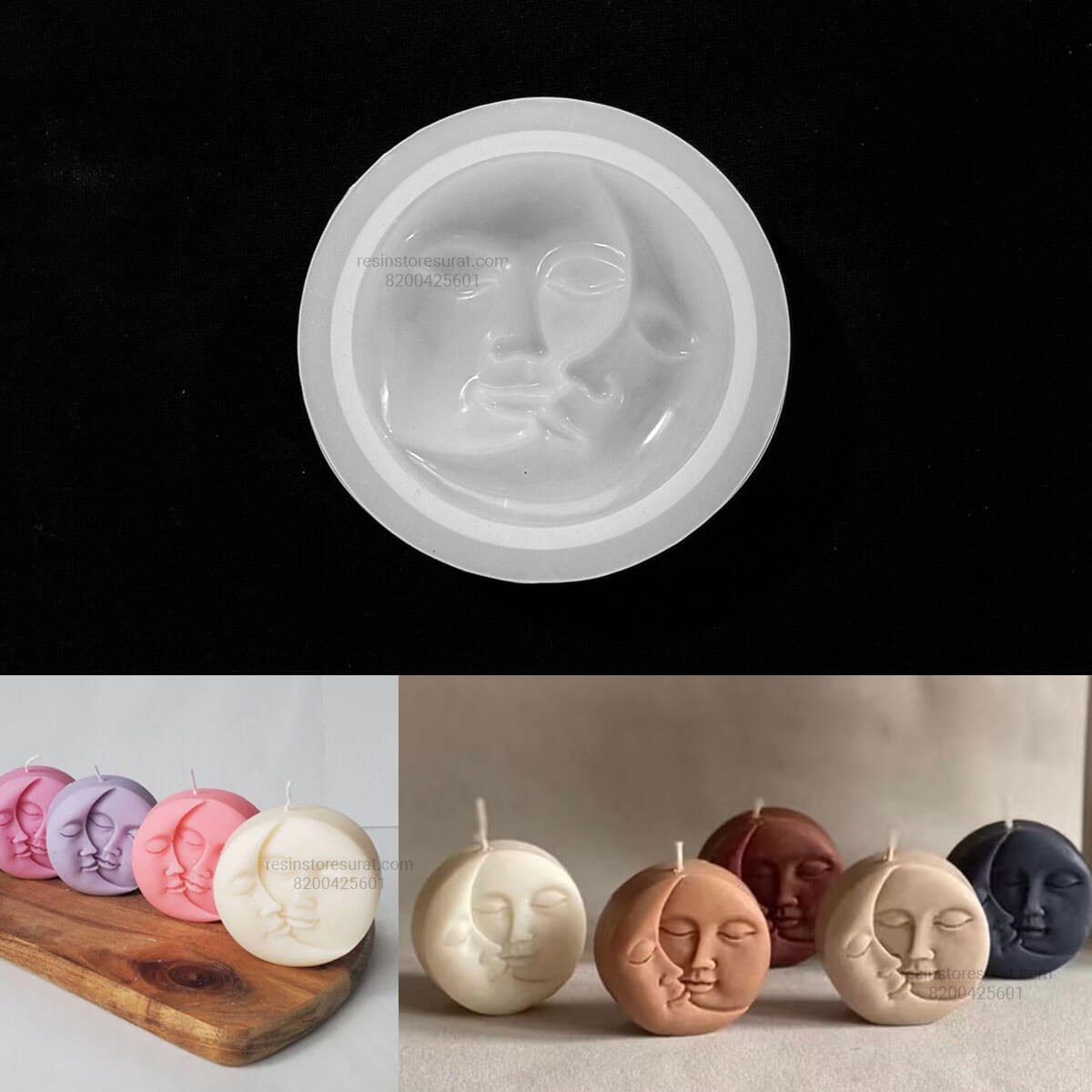 Moon Face Silicone Candle Mold for Decorative Candle Making | Candle Material Hub