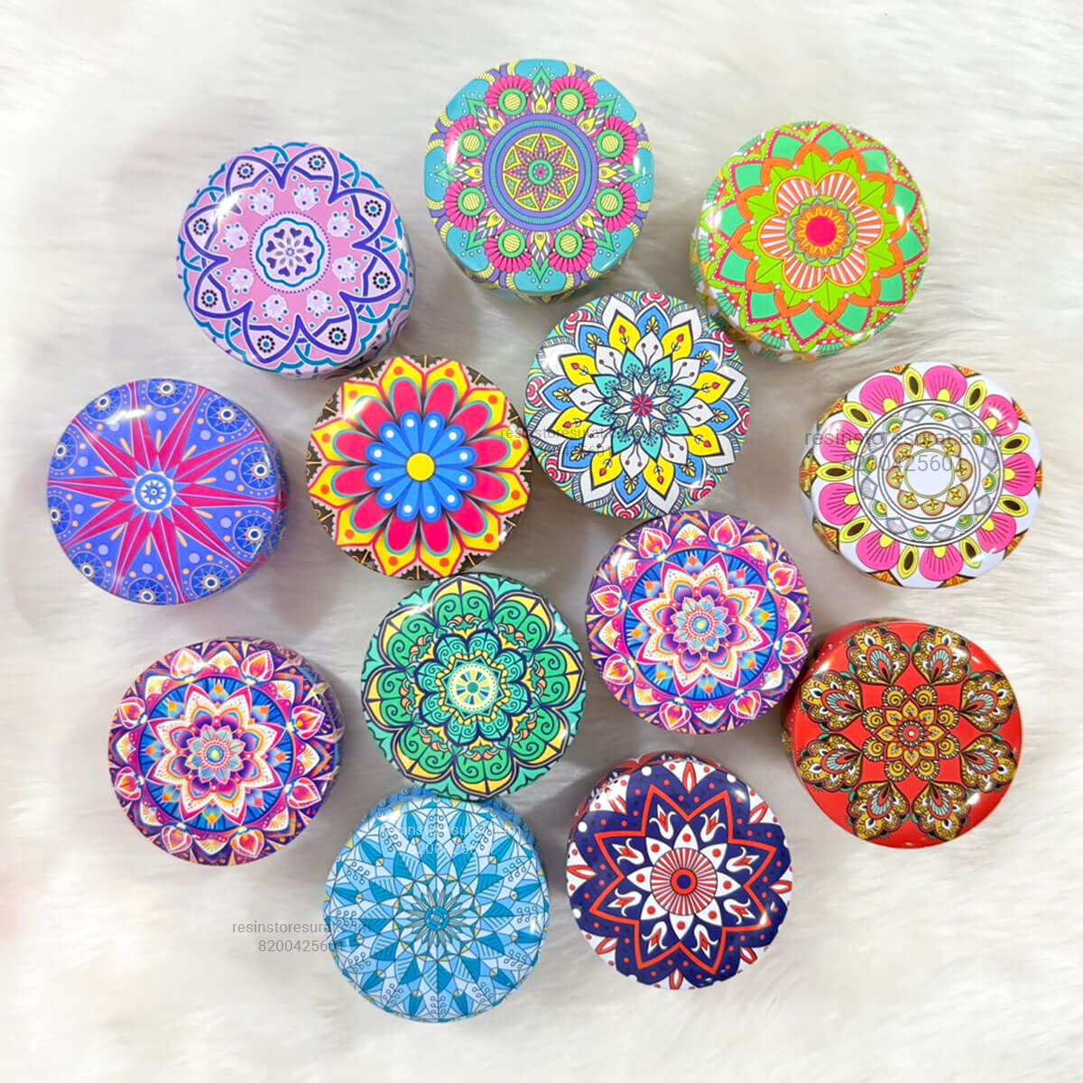 Mandala Pattern Candle Jar with Cap – Decorative Tin Candle Container (Random Color)