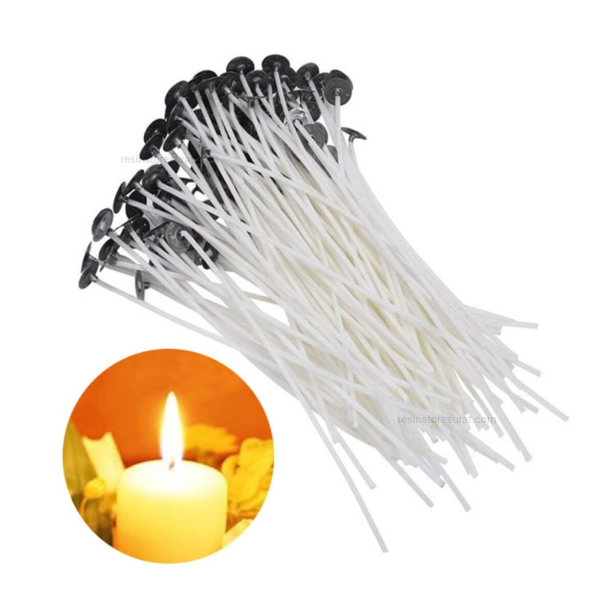 5 Inch Pre-Waxed Cotton Wicks with Sustainer for Candle Making | Candle Material Hub