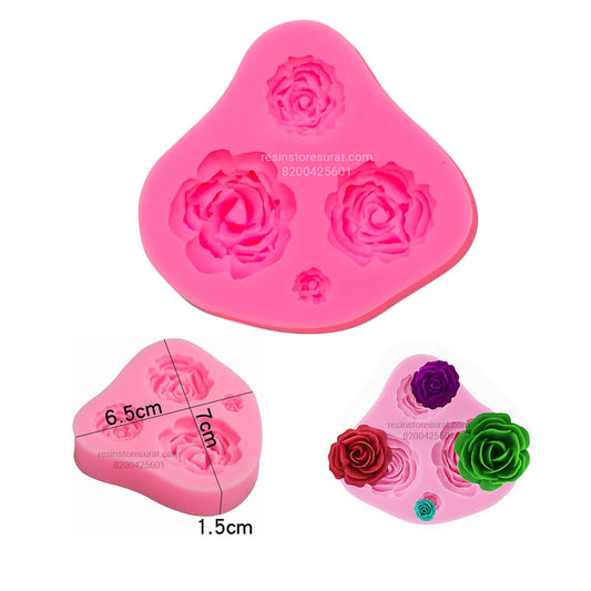 4 Cavity Rose Flower Silicone Candle Mould for Decorative Candle | Candle Material Hub