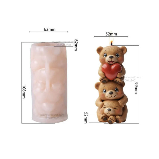 Stacking Teddy Bear Silicone Candle Mould – 271 | Candle Material Hub