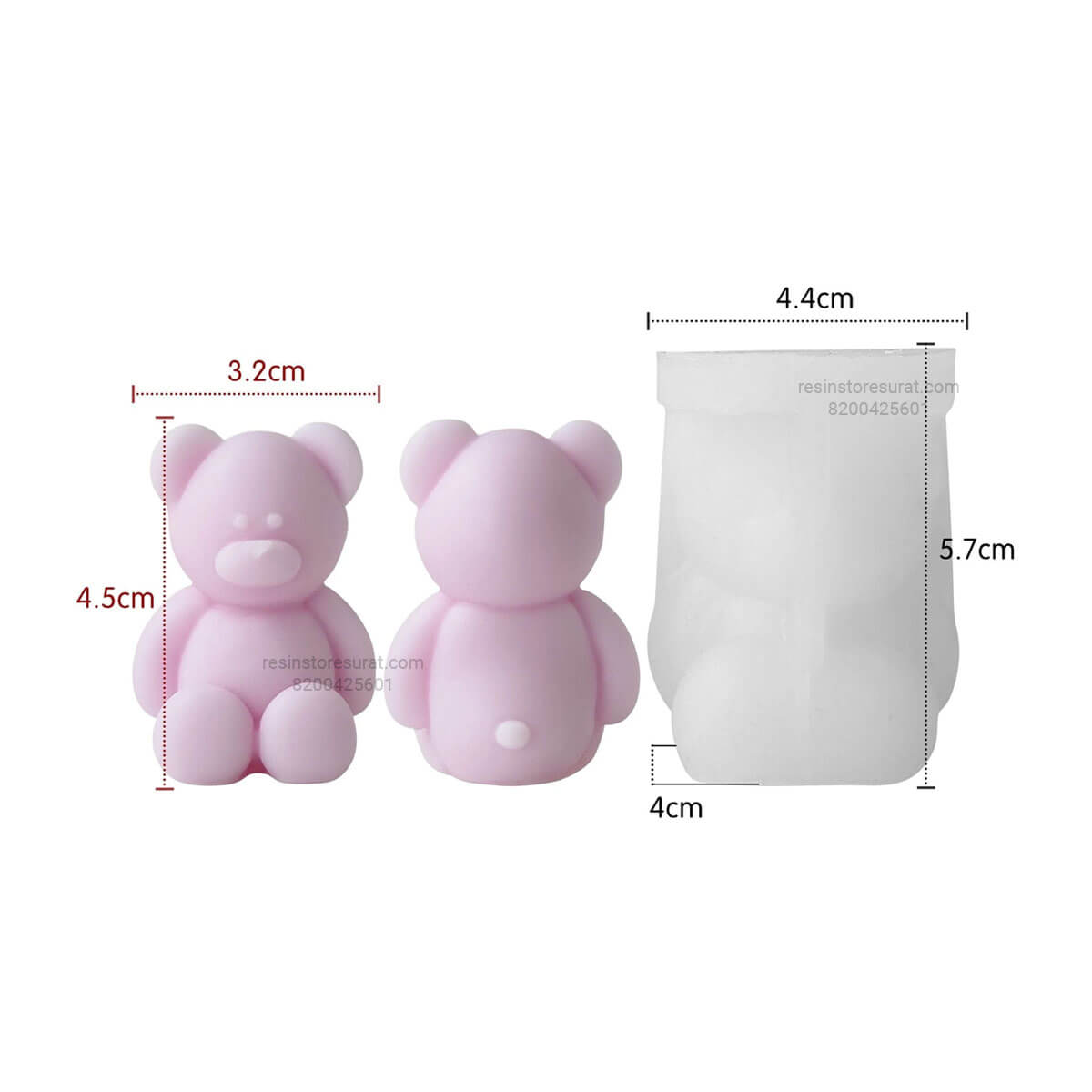 3D Teddy Bear Silicone Candle Mould – 241 | Candle Material Hub
